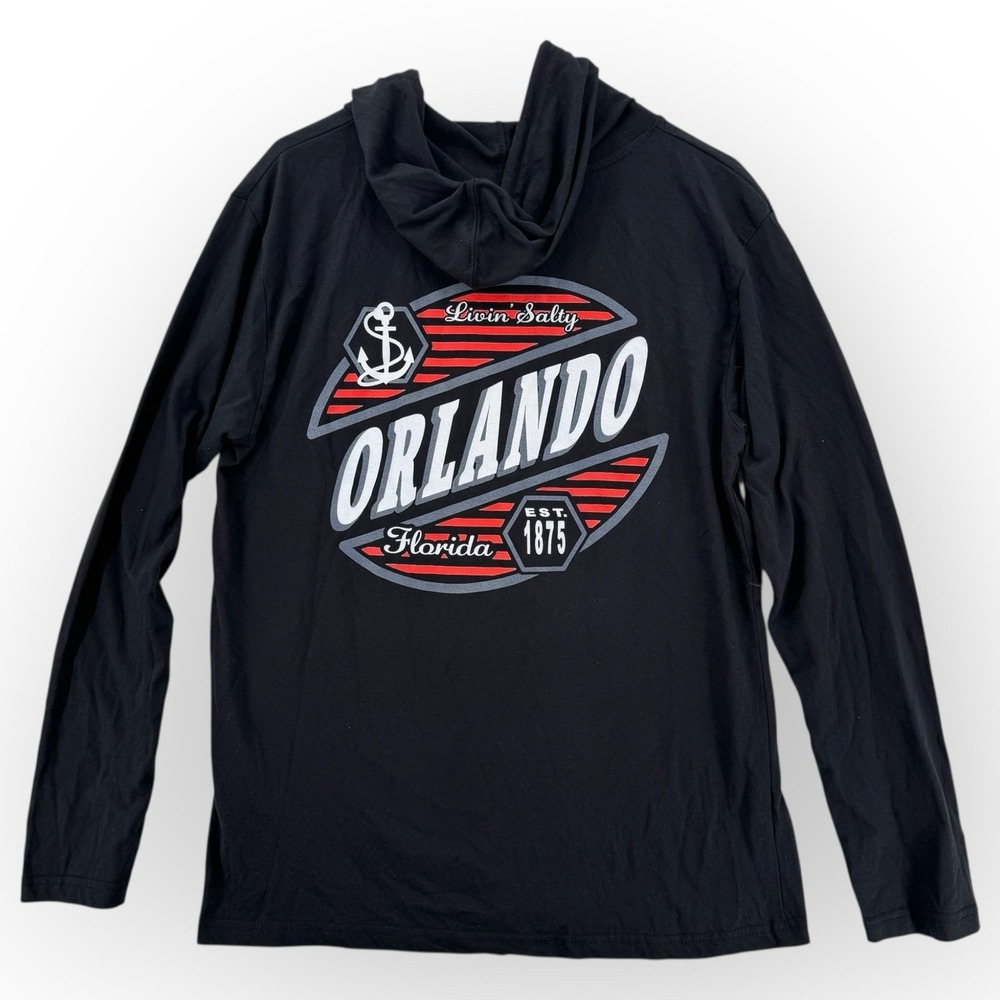 U.S. Vintage Hoodie Mens‎ XL Black Orlando Graphic Lightweight Long Sleeve NWT